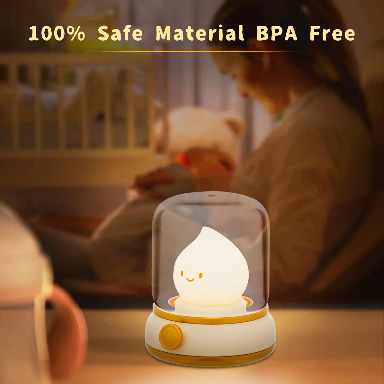 LED Flameless Candle White Noise Night Light Room Decor Lights USB Table Lamp Dimmable Bedside Lamp Camping Light Kids Xmas Gift