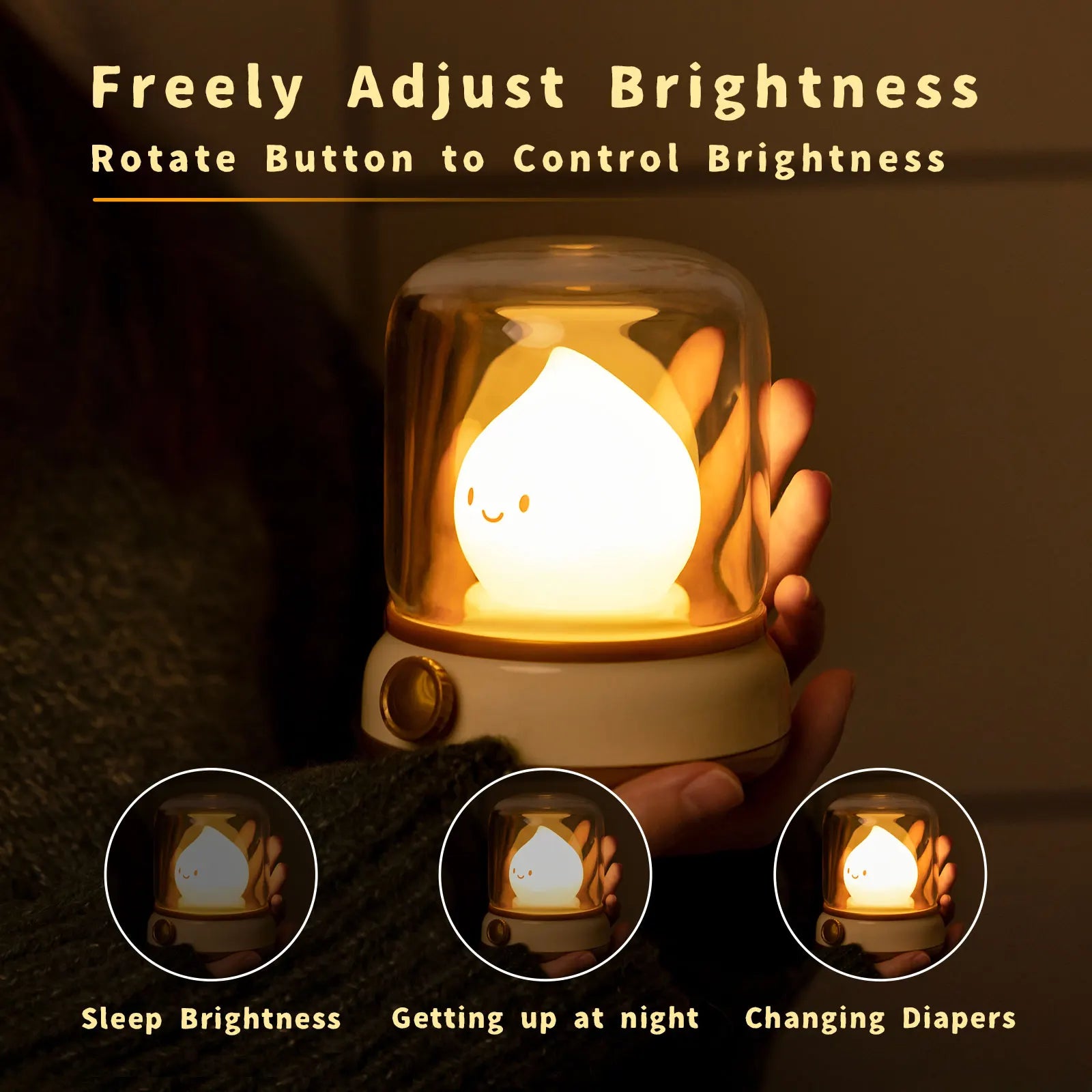 LED Flameless Candle White Noise Night Light Room Decor Lights USB Table Lamp Dimmable Bedside Lamp Camping Light Kids Xmas Gift