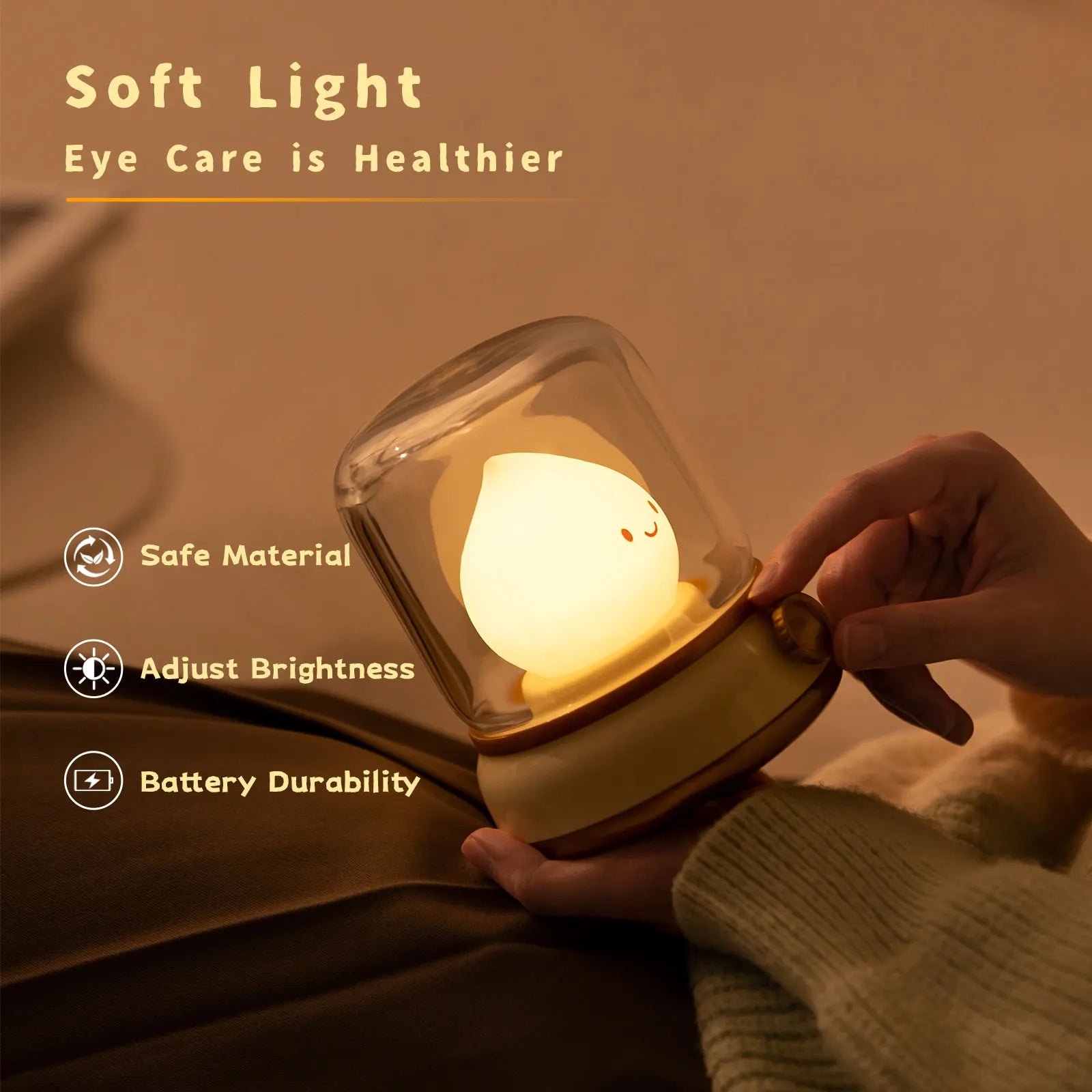LED Flameless Candle White Noise Night Light Room Decor Lights USB Table Lamp Dimmable Bedside Lamp Camping Light Kids Xmas Gift