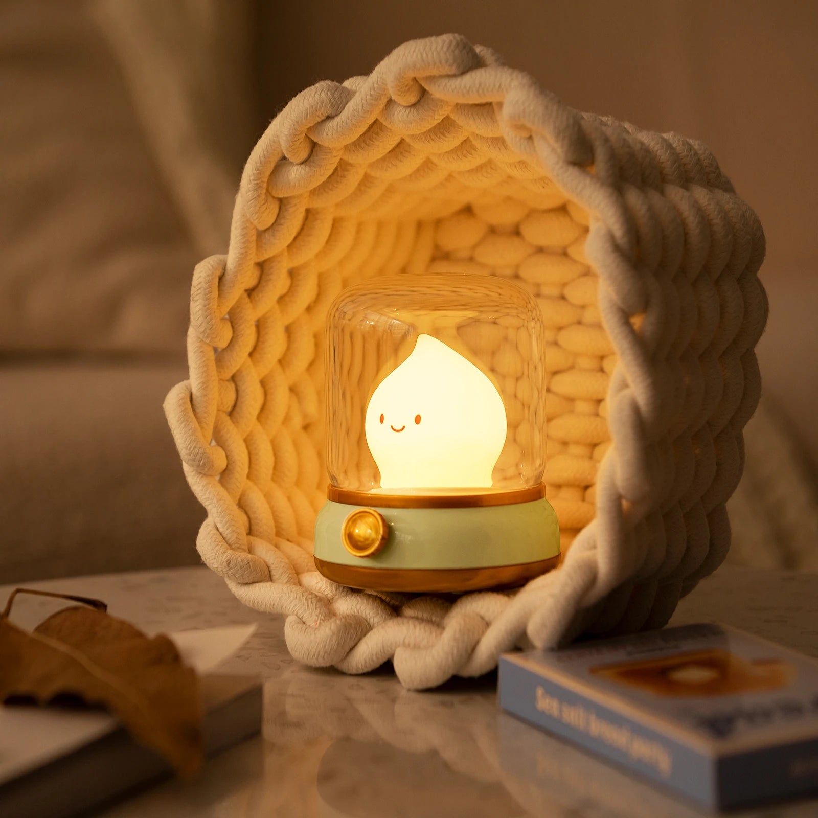 LED Flameless Candle White Noise Night Light Room Decor Lights USB Table Lamp Dimmable Bedside Lamp Camping Light Kids Xmas Gift