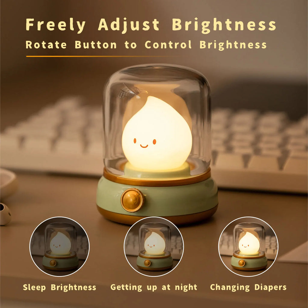 LED Flameless Candle White Noise Night Light Room Decor Lights USB Table Lamp Dimmable Bedside Lamp Camping Light Kids Xmas Gift
