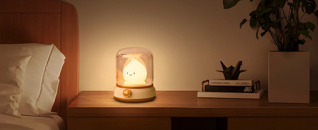 LED Flameless Candle White Noise Night Light Room Decor Lights USB Table Lamp Dimmable Bedside Lamp Camping Light Kids Xmas Gift