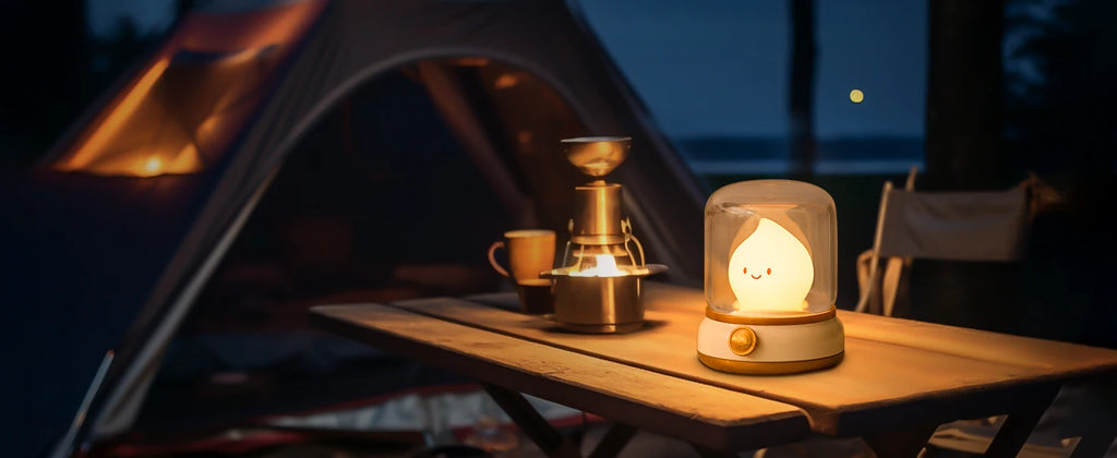 LED Flameless Candle White Noise Night Light Room Decor Lights USB Table Lamp Dimmable Bedside Lamp Camping Light Kids Xmas Gift