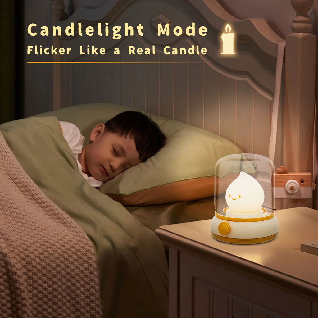 LED Flameless Candle White Noise Night Light Room Decor Lights USB Table Lamp Dimmable Bedside Lamp Camping Light Kids Xmas Gift