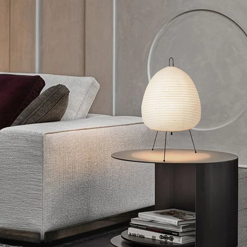 Japanese Design Paper Table Lamp Tripod Rice Paper Table Lamp Japanese Style Lantern Lamp Led Desk Lamp for Bedroom