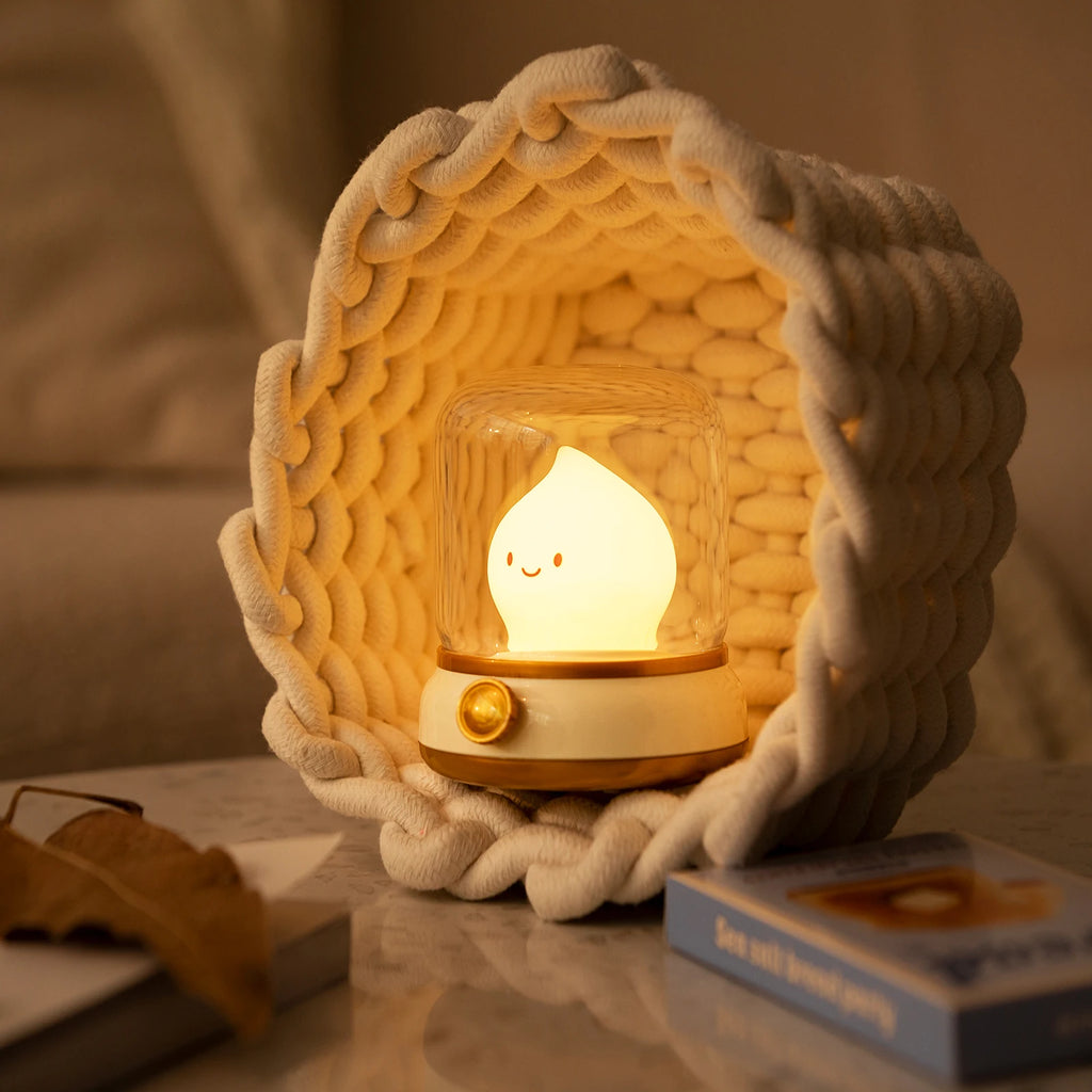 LED Flameless Candle White Noise Night Light Room Decor Lights USB Table Lamp Dimmable Bedside Lamp Camping Light Kids Xmas Gift
