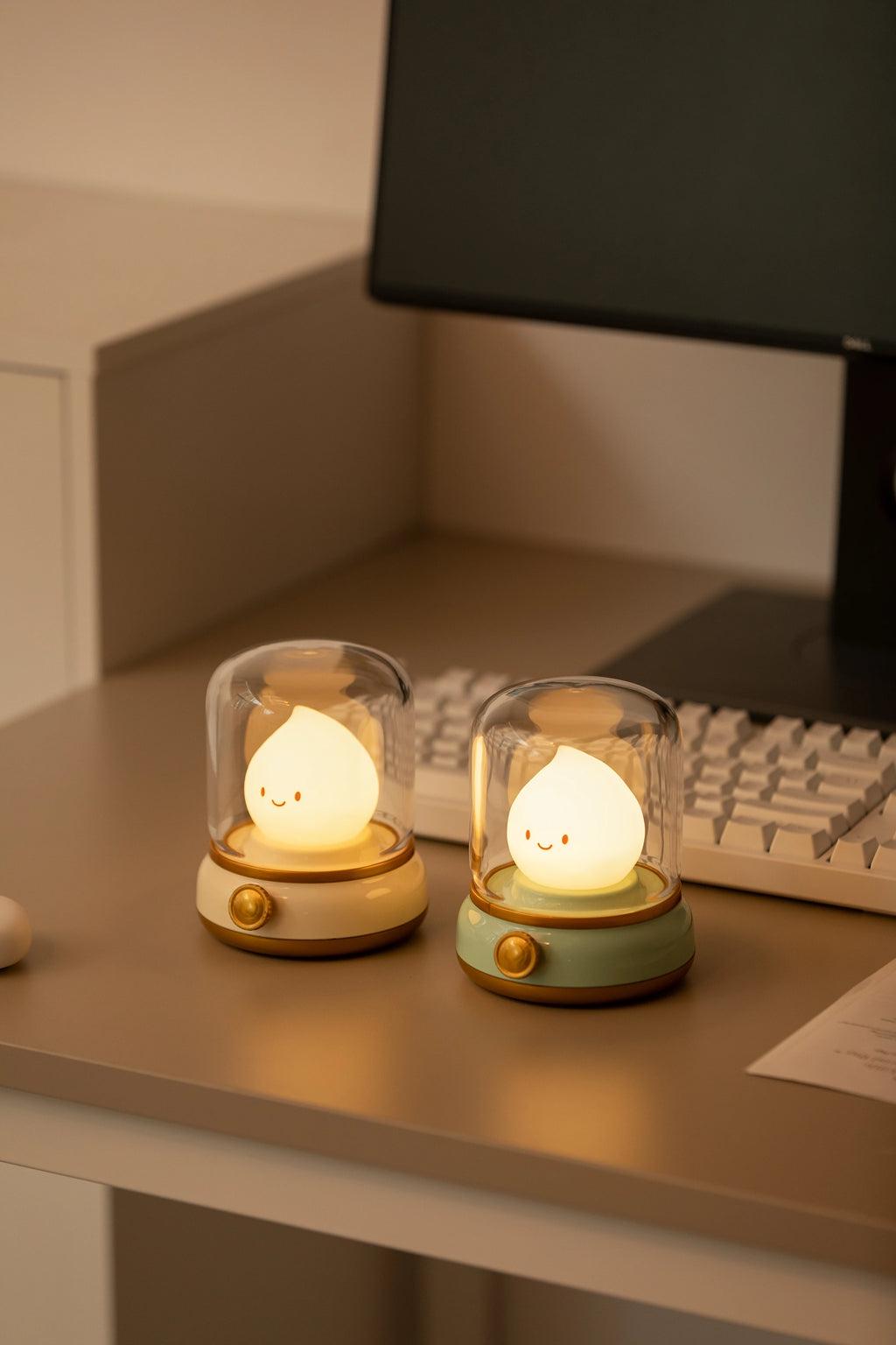 LED Flameless Candle White Noise Night Light Room Decor Lights USB Table Lamp Dimmable Bedside Lamp Camping Light Kids Xmas Gift
